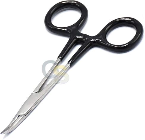 Stainless Steel Hemostat Curved with Black Plastic Grips, 5" Length by G.S Online Store in Saudi Arabia