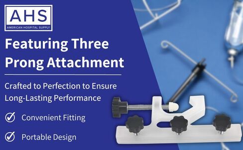 American Hospital Supply IV Pole Clamp | 3 Prong for IV Pole Attachment transducer Holder Connector Tighten The clamp - 3 Prong (7 in) in Saudi Arabia