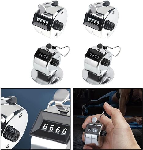 عداد ميكانيكي من الفولاذ المقاوم للصدأ فضي مكون من أربعة أرقام للعد الدقيق من 0 إلى 9999 في التدريب الرياضي والحياكة والتعليم وأنشطة مستودع الصيد (معدن سميك) in Kuwait