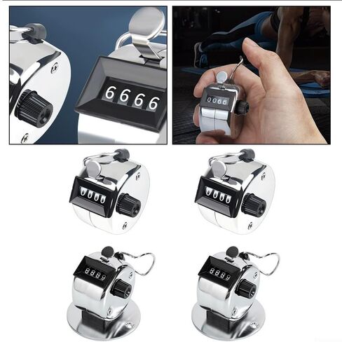 عداد ميكانيكي من الفولاذ المقاوم للصدأ فضي مكون من أربعة أرقام للعد الدقيق من 0 إلى 9999 في التدريب الرياضي والحياكة والتعليم وأنشطة مستودع الصيد (معدن سميك) in Kuwait