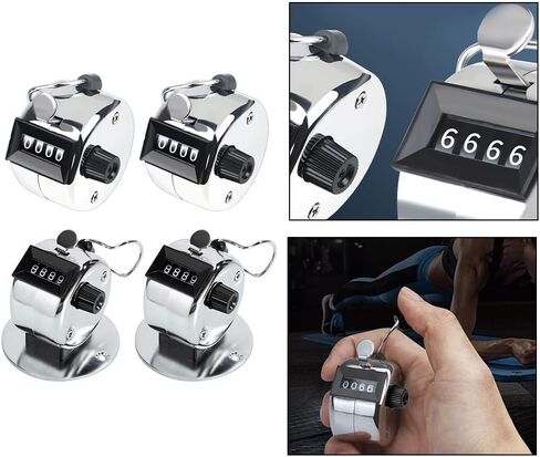 عداد ميكانيكي من الفولاذ المقاوم للصدأ فضي مكون من أربعة أرقام للعد الدقيق من 0 إلى 9999 في التدريب الرياضي والحياكة والتعليم وأنشطة مستودع الصيد (معدن سميك) in Kuwait