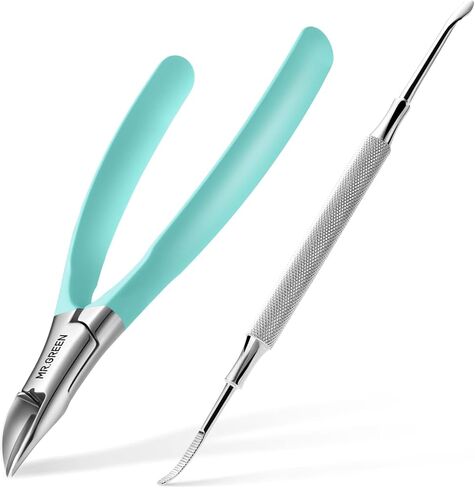 MR.GREEN Toenail Clippers Stainless Steel Ingrown Nail Cutter Thick and Hard Nails Pedicure Manicure Tools (Green+Nail Remover) in Saudi Arabia