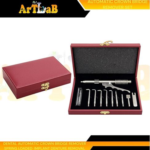 Artlab-Premium Automatic Dental Crown & Bridge Remover Tool – Spring Loaded Instrument with 10 Tips & Wrench, Titanium Spring, Implant & Denture Removal in Saudi Arabia