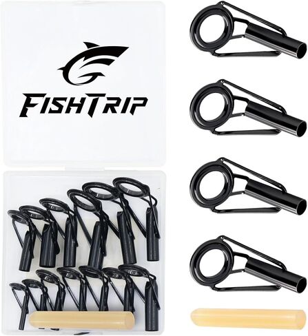 FishTrip قضيب تلميح طقم تصليح الصيد رود نصائح استبدال عدة الفولاذ المقاوم للصدأ السيراميك أدلة حلقة قصبة صيد خشبية الثقوب طقم تصليح 20/90/70 قطعة in Kuwait
