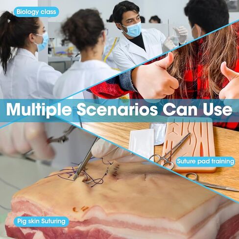 خيوط ممارسة الغرز بإبرة - مجموعة خياطة 12 قطعة 3/0، ممارسة خياطة خيط النايلون الأحادي لتدريب الطلاب فقط in Kuwait