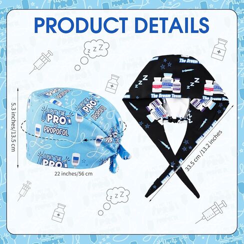 4 Pcs Anesthesia Scrub Caps for Men National Anesthesia Tech Week Gifts Adjustable Nurse Hats Breathable Hair Cover Working Surgical Cap Appreciation Gift for Pacu ICU Nurses Crnas in Kuwait