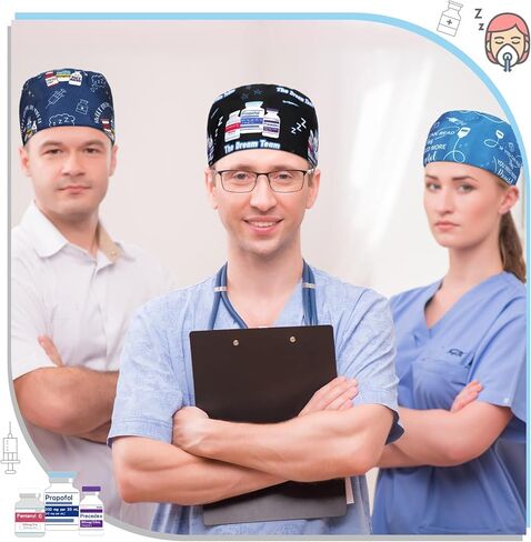 4 Pcs Anesthesia Scrub Caps for Men National Anesthesia Tech Week Gifts Adjustable Nurse Hats Breathable Hair Cover Working Surgical Cap Appreciation Gift for Pacu ICU Nurses Crnas in Kuwait