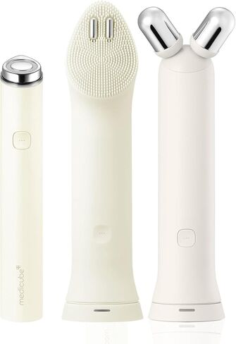 medicube Mini Booster Pro Plus Cleansing Device Set | 2-in-1 Facial Cleansing, Skincare Device | Pore, Makeup, Excess Sebum Care | Portable Skincare Booster with 3 Modes | Korean Facial Device, Beige in Kuwait