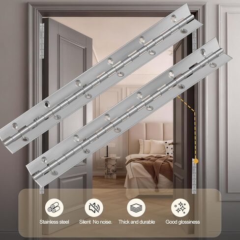 12 Inch Piano Hinge - 3Pack Stainless Steel Continuous Hinge with Holes, Heavy Duty Polished for Boats, Cabinets, Storage Box, Door, Windows - Screw Included (Silver) in Saudi Arabia