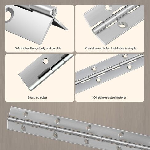 12 Inch Piano Hinge - 3Pack Stainless Steel Continuous Hinge with Holes, Heavy Duty Polished for Boats, Cabinets, Storage Box, Door, Windows - Screw Included (Silver) in Saudi Arabia