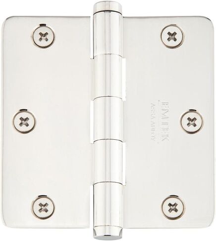 Emtek 91023 3.5" x 3.5" Plain Bearing 1/4" Radius Corners Mortise Hinge - Pair - Polished Nickel in Saudi Arabia