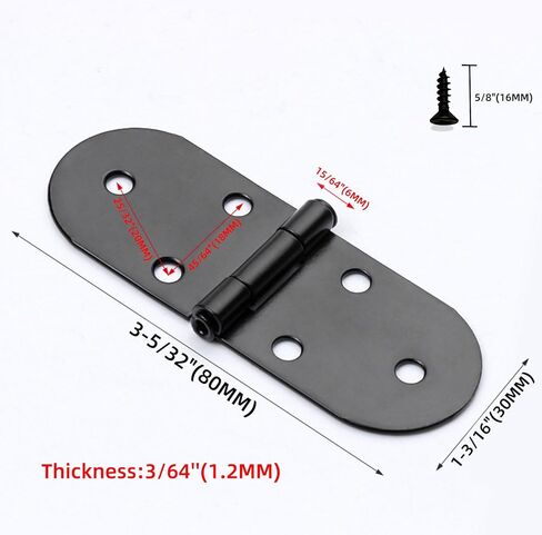 3-5/32 x 1-3/16 Inch (80x30mm) Folding Flip Top Hinges 10 Pack - 180 Degree Drop Leaf Table Butt Hinge | Concealed Table Small Hidden Hinge for Wooden Box & Desk Drawer for Home Office DIY in Kuwait