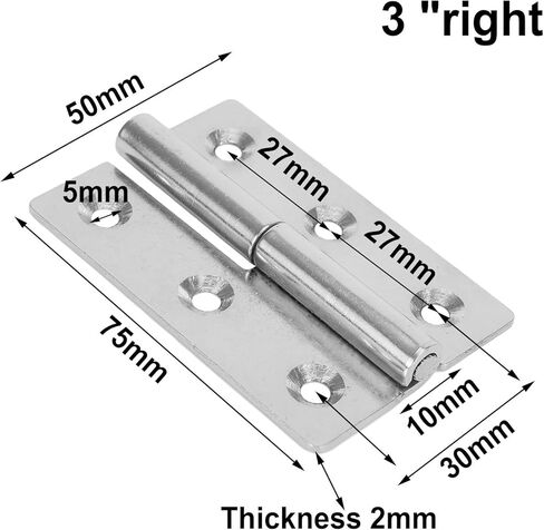 Stainless Steel Detachable Hinge with Lift-Off Slip Joint Design for Cabinet, Wardrobe & Door Applications – 304 Grade, Silver Finish in Saudi Arabia