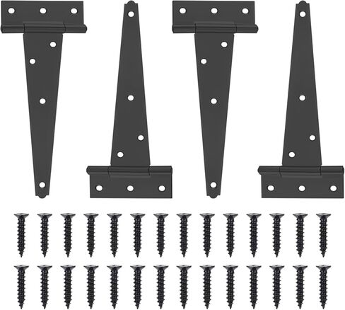 10 Inch T-Strap Heavy Duty Shed Door Hinges Gate Strap Hinges Black Tee Hinge Wrought Hardware for Wooden Fences,Yard,Barn Door,Rustproof(4 Pack) in Kuwait