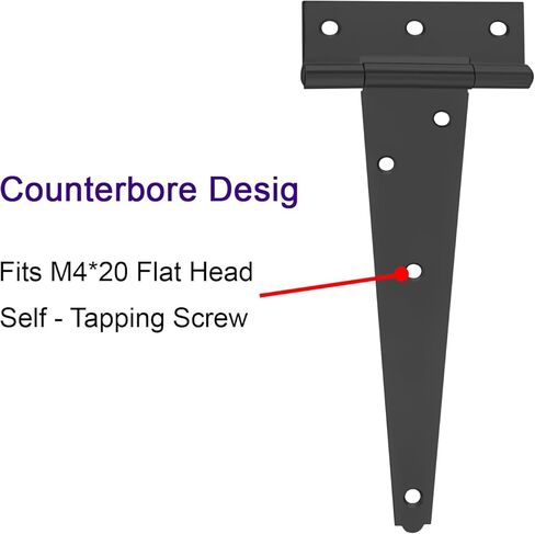 10 Inch T-Strap Heavy Duty Shed Door Hinges Gate Strap Hinges Black Tee Hinge Wrought Hardware for Wooden Fences,Yard,Barn Door,Rustproof(4 Pack) in Kuwait