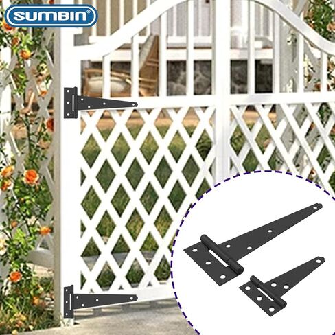 10 Inch T-Strap Heavy Duty Shed Door Hinges Gate Strap Hinges Black Tee Hinge Wrought Hardware for Wooden Fences,Yard,Barn Door,Rustproof(4 Pack) in Kuwait