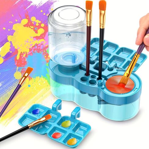 2025 Upgraded Paint Brush Cleaner Tool – All-in-One Paint Brush Washer, Rinse Cup, Holder, and Palette for Artists Beginners | Ideal Art Supplies for Watercolor & Acrylic Painting(Pink) in Kuwait