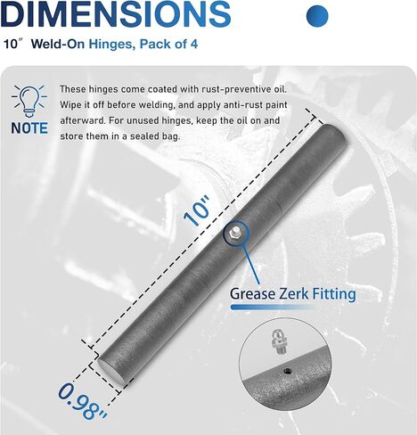 10" Weld On Trailer Ramp Hinge (Pack of 4) Heavy Steel Greasable Ramp Door Hinges, Fitting Barrel Hinge for Trailers, Ramps & Gates in Kuwait