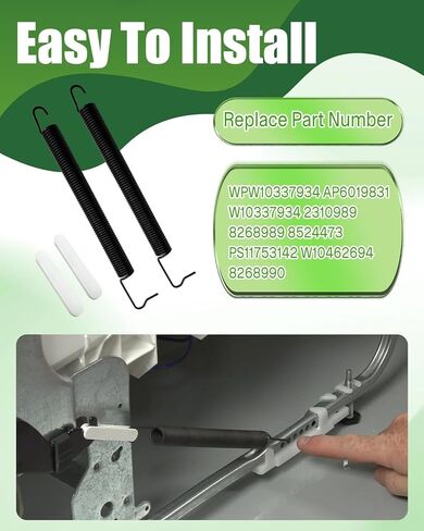 2Pcs WPW10337934 Dishwasher Door Spring and WP8268990 8268990 Door Hinge Bushing Fit for Whirlpool for Kenmore for Magic Chef for Amana for Maytag for Roper for Estate Dishwasher in Kuwait