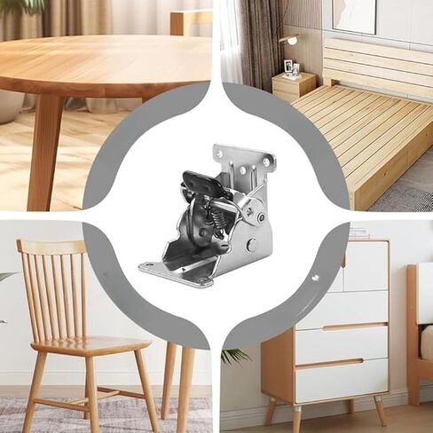 Heavy Duty Self-Locking Foldable Hinge, 0/90/180° Multi-Angle Folding Hardware with 8 Screws, for Tables, Beds, Chairs, Cabinets & More in Saudi Arabia