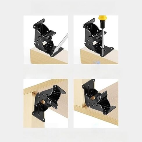 Heavy Duty Self-Locking Foldable Hinge, 0/90/180° Multi-Angle Folding Hardware with 8 Screws, for Tables, Beds, Chairs, Cabinets & More in Saudi Arabia