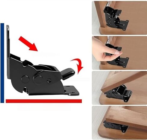 Heavy Duty Self-Locking Foldable Hinge, 0/90/180° Multi-Angle Folding Hardware with 8 Screws, for Tables, Beds, Chairs, Cabinets & More in Saudi Arabia