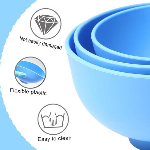 Dental Mixing Bowls Flexible Durable for Alginate Impression Lab Rubber Plaster Materials(3Pcs Blue) in Kuwait