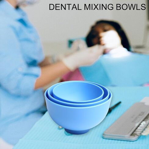 Dental Mixing Bowls Flexible Durable for Alginate Impression Lab Rubber Plaster Materials(3Pcs Blue) in Kuwait