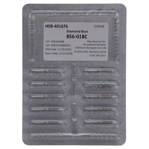 401676 HSB FG 856-018C Round End Taper Coarse Grit Diamond Burs 10/Pk in Saudi Arabia