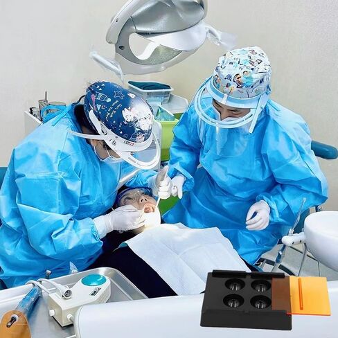4 Holes Dental Tools Organizer Dental Shading Light Box Composite Resin Mixing Well Light-Proof Storage Hading Color Toning Case for Mixing Resin Placement in Saudi Arabia