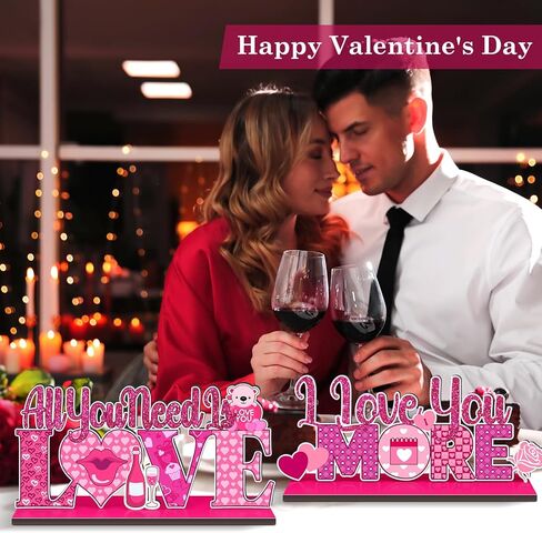 6 قطع من علامة الطاولة الخشبية لعيد الحب الحلو على شكل قلب ديكور سطح الطاولة ديكورات رومانسية علامات زخرفية لعيد الحب قطعة خشبية مركزية لتزيين الطاولة للمنزل (القلب) in Kuwait