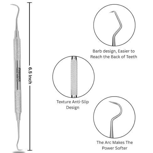 أداة مكشطة جير الأسنان من بروماكس - مزيل البلاك من الفولاذ المقاوم للصدأ لتنظيف الأسنان - أداة نظافة الفم قطعة واحدة in Kuwait