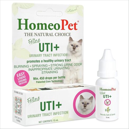 HomeoPet Feline UTI Plus Urinary-Tract Relief, Urinary-Tract Support for Cats, 15 Milliliters in Kuwait