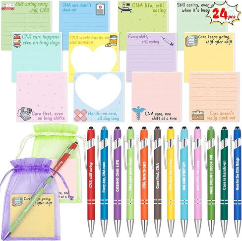 هدايا زملاء العمل المضحكة، أقلام مع أقوال ملهمة + ملاحظات لاصقة، مجموعة هدايا عمل للكبار مجموعة لوازم مكتبية in Kuwait