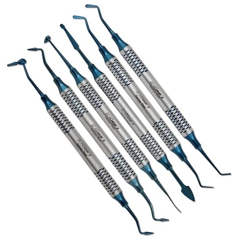 Composite Filling Instruments Set 6 Pcs Dental Tools Kit Plasma Coated German Stainless Steel Dental Restorative Instruments Composite Placement (Blue Plasma Coating) in Saudi Arabia