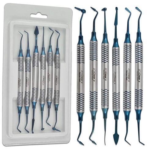 Composite Filling Instruments Set 6 Pcs Dental Tools Kit Plasma Coated German Stainless Steel Dental Restorative Instruments Composite Placement (Blue Plasma Coating) in Saudi Arabia