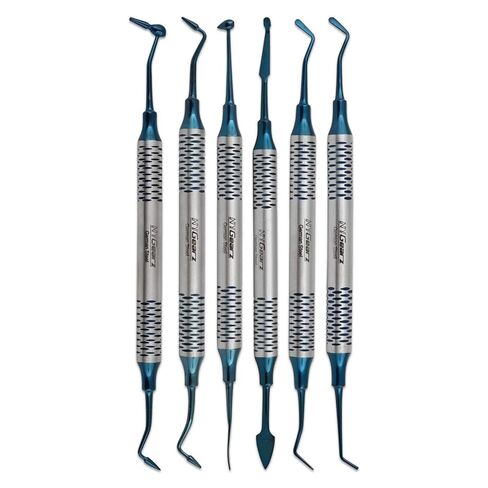 Composite Filling Instruments Set 6 Pcs Dental Tools Kit Plasma Coated German Stainless Steel Dental Restorative Instruments Composite Placement (Blue Plasma Coating) in Saudi Arabia
