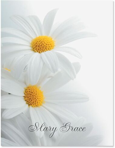 White Marguerite Personalized Note Cards (Set of 12 Cards with White Envelopes) in Kuwait