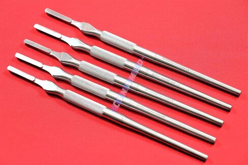 Straight Scalpel Handle NO4 Round Pattern German Stainless Steel Set of 5pcs Veterinary Dental Blade Holder CYNAMED in Kuwait