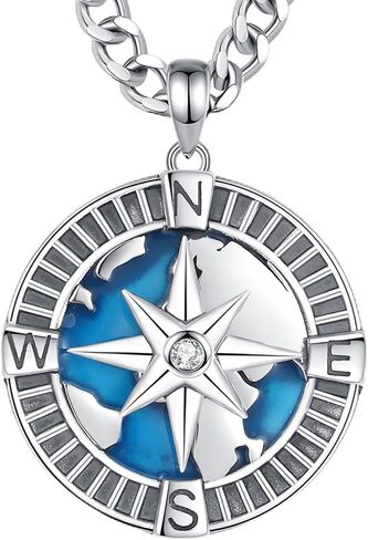 قلادات الفايكنج بوصلة من الفضة الإسترلينية عيار 925 من INFUSEU للرجال والنساء in Kuwait