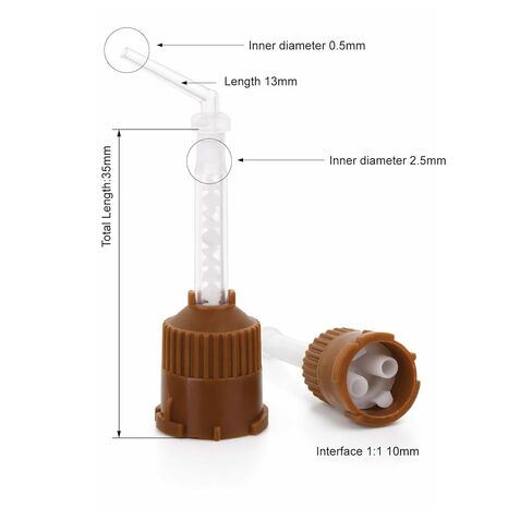 100/pk Brown 1:1 Ratio Core Build Up Tips with Intra-Oral tip for Dental Impression Mixing in Kuwait