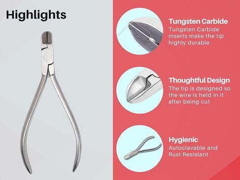 Braces Wire Cutter Orthodontic Kit Tungsten Carbide Inserts Cuts Hard & Soft Wires - Easy to Use DIY Dental Tools Stainless Steel Braces Essentials 1 x Orthodontic Wire Cutter in Kuwait