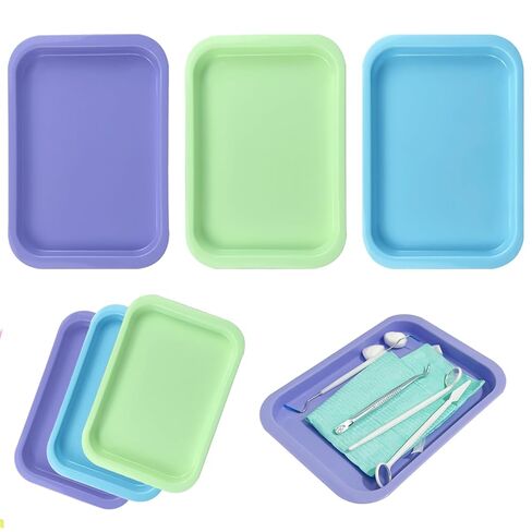 صينية إجراءات بلاستيكية للأسنان، 3 قطع من YOUYA DENTAL، صينية تطهير الأسنان قابلة للتعقيم، صواني جراحية طبية، لوحة تنظيم الأدوات المسطحة لمعدات طب الأسنان، معدات وشم الأظافر - 9.4 بوصة × 6.6 بوصة in Kuwait