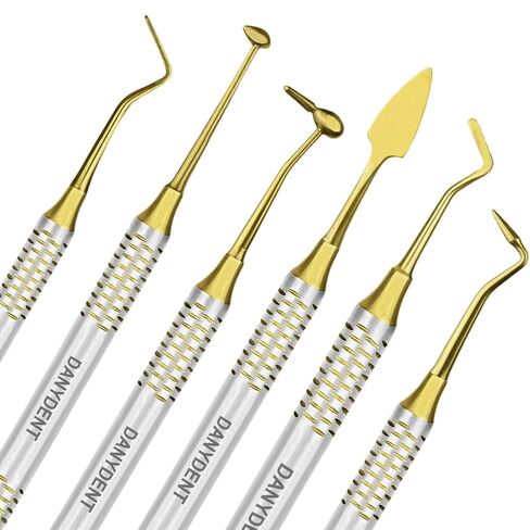 6 PCs Dental Composite Resin Filling Gold Coated Restorative Kit - Composite Dental Hand Instruments - Dental Tools Professional Stainless Steel Restorative Instruments in Saudi Arabia