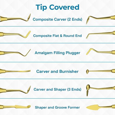 6 PCs Dental Composite Resin Filling Gold Coated Restorative Kit - Composite Dental Hand Instruments - Dental Tools Professional Stainless Steel Restorative Instruments in Saudi Arabia