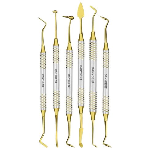 6 PCs Dental Composite Resin Filling Gold Coated Restorative Kit - Composite Dental Hand Instruments - Dental Tools Professional Stainless Steel Restorative Instruments in Saudi Arabia