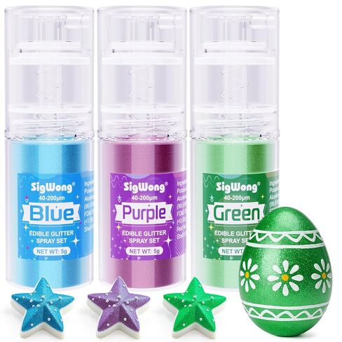 بريق صالح للأكل - مجموعة غبار بريق صالحة للأكل مكونة من 10 ألوان للمشروبات، غبار بريق صالح للأكل لتزيين الكيك، الكوكتيل، الفوندان، الفراولة، الحلوى، البسكويت، الشوكولاتة. نباتي وخالي من الغلوتين - 4 جم/زجاجة (عيد الميلاد) in Kuwait