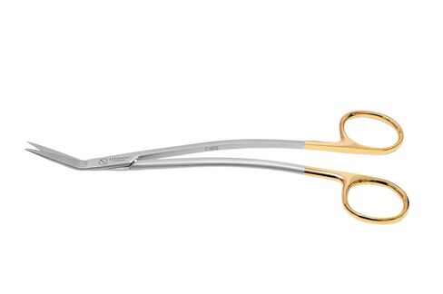 Dean Scissors Curved – Dental Surgical Scissors for Suture Cutting | Angled Stainless Steel with Gold Handle | Autoclavable Oral Surgery Instrument C-0632 in Kuwait