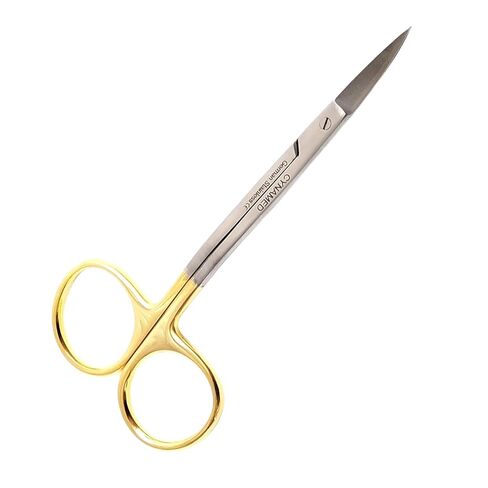 Premium German -Scissors 4.5 inch LaGrange Double Curved Gold Plated Handle Dental ENT Eye Derma with Tungsten Carbide Inserts -Cynamed in Kuwait