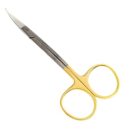 Premium German -Scissors 4.5 inch LaGrange Double Curved Gold Plated Handle Dental ENT Eye Derma with Tungsten Carbide Inserts -Cynamed in Kuwait